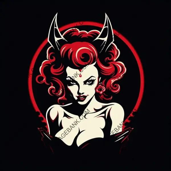 Simple Logo: Pin-Up Demon Girl