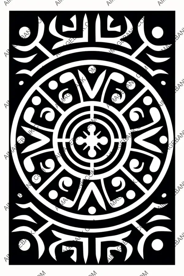 Classic Ancient Stencil: Black and White Vector Design