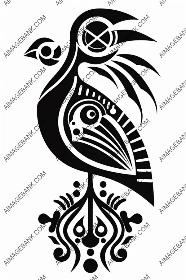 Minimalistic Ethno Stencil: Black and White Vector Art