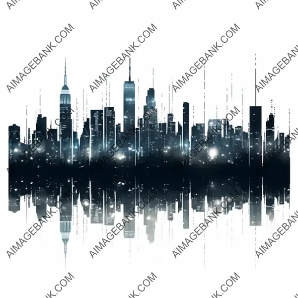 City Skyline in Night Focus: Artistic Stencil