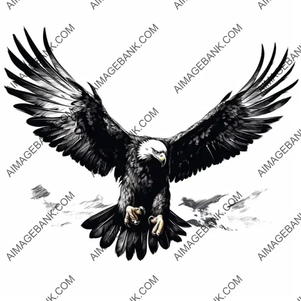 Artistic Showcase: Majestic Eagle Flight in Stencil