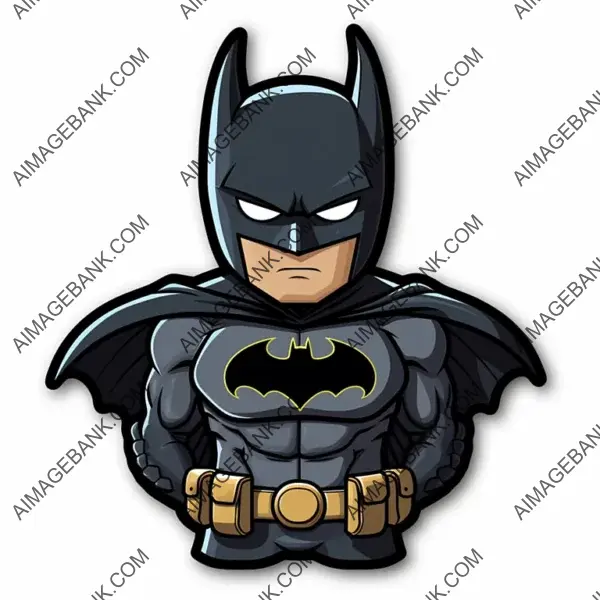 Whimsical Sticker: Stickman Batman Logo with Background