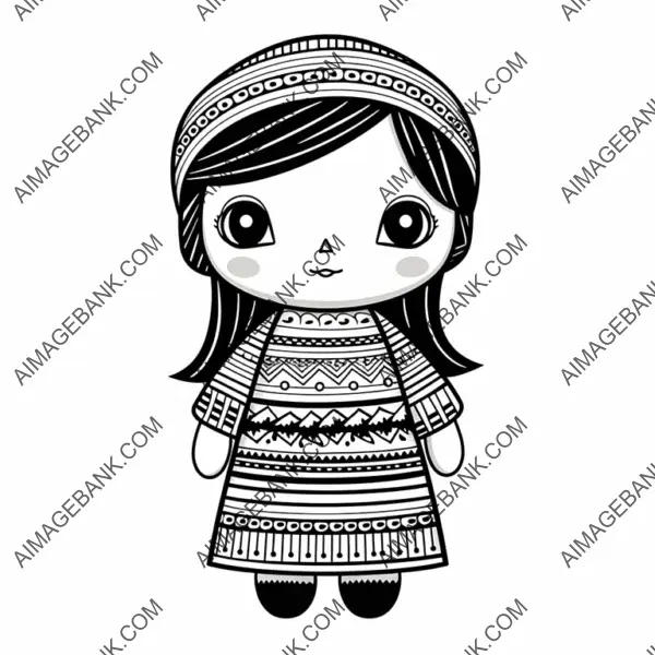 Worry Doll Illustration: Coloring Book Art for Children