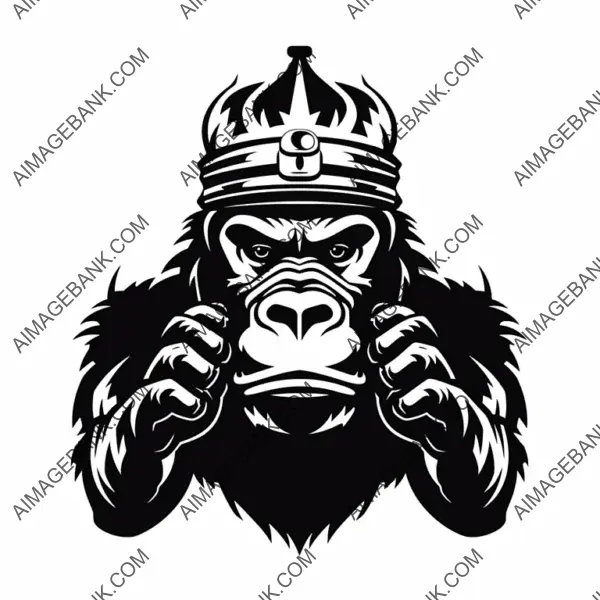 Fierce Vector Logo: Gorilla with Crowned Authority