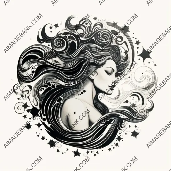 Inked Black Aquarius Zodiac Tattoo