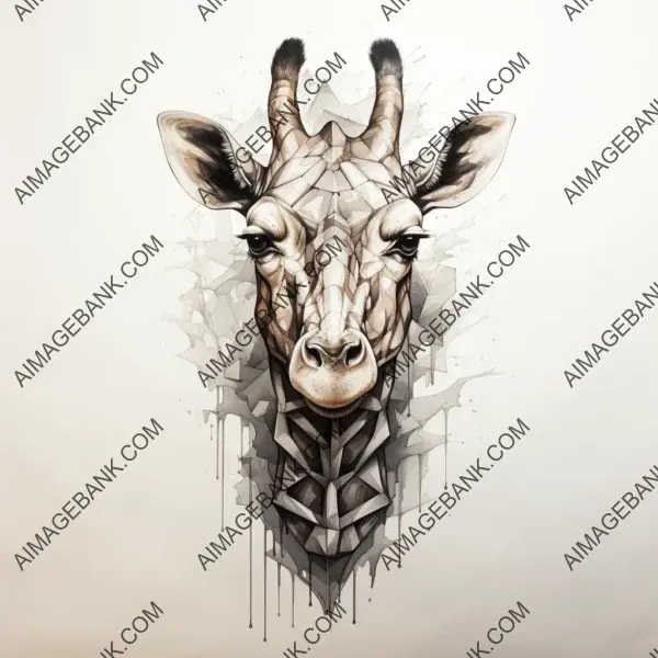 Striking geometric giraffe tattoo, distinctive look