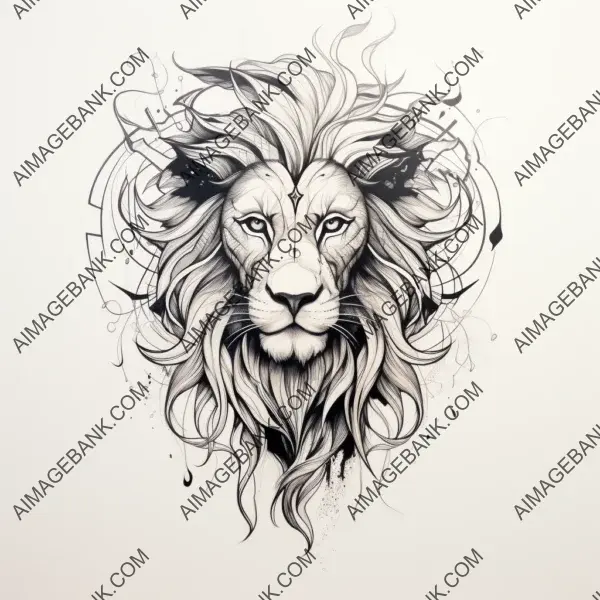 Leo zodiac tattoo, bold black and white design