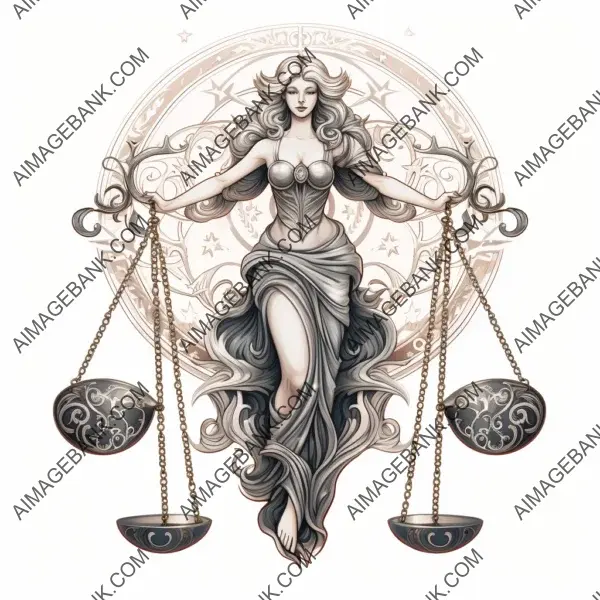 Balanced Black Libra Zodiac Tattoo