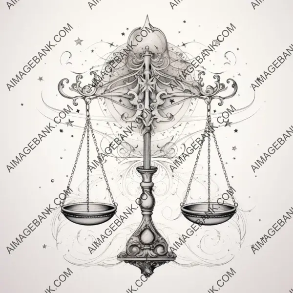 Libra Tattoo Design: Balanced in Black