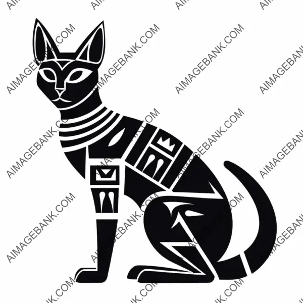 Unique Bastet Cat Comic Style Illustration for Tattoo