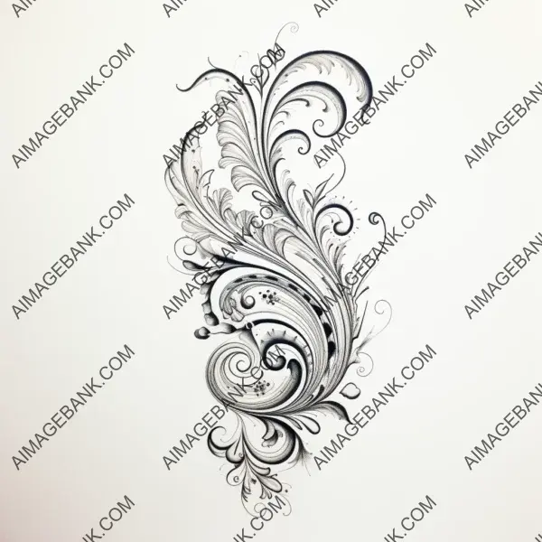 Embrace the beauty of ornate designs with this captivating paisley ornament flourish bicep tattoo design, adorned with intricate details.