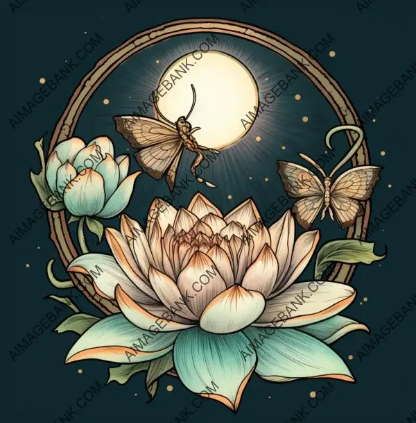 lotus flower tattoo white background displayan