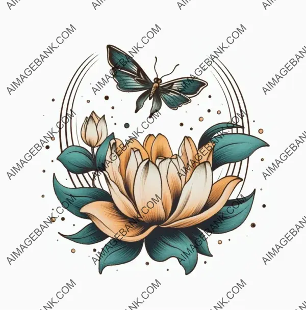 background displayan lotus flower tattoo white