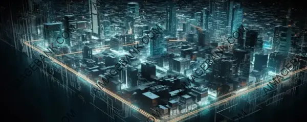 Intricate Digital Scanning of Futuristic City