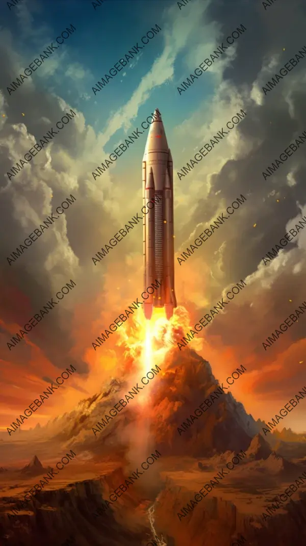 Exploring Outer Space: Symbolic Image of Rocket Launch