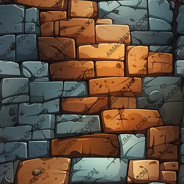 Captivating cartoon-styled brick stone wall.