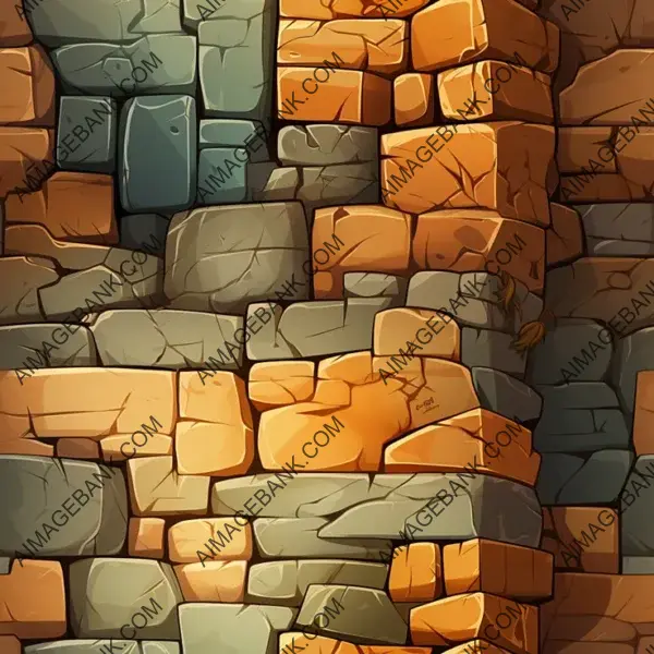 Captivating cartoon brick stone wall for medieval charm.