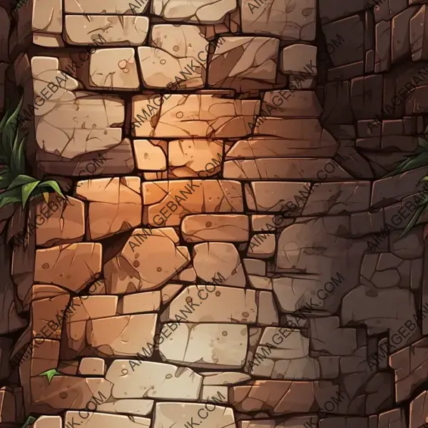 Achieve depth with a cartoon-styled brick stone wall.