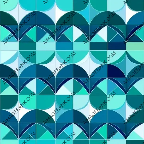 Achieve depth with tile patterns in refreshing blue, green, cyan, and teal tones.