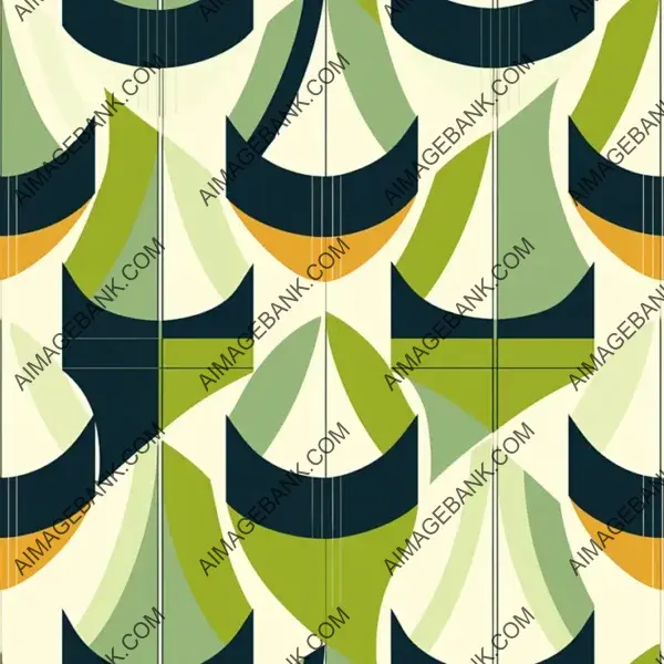 Elevate designs with a midcentury modern green geometric pattern.