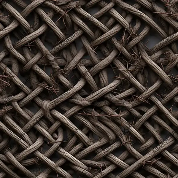 Detailed Front-View Braided Twig Fence Texture