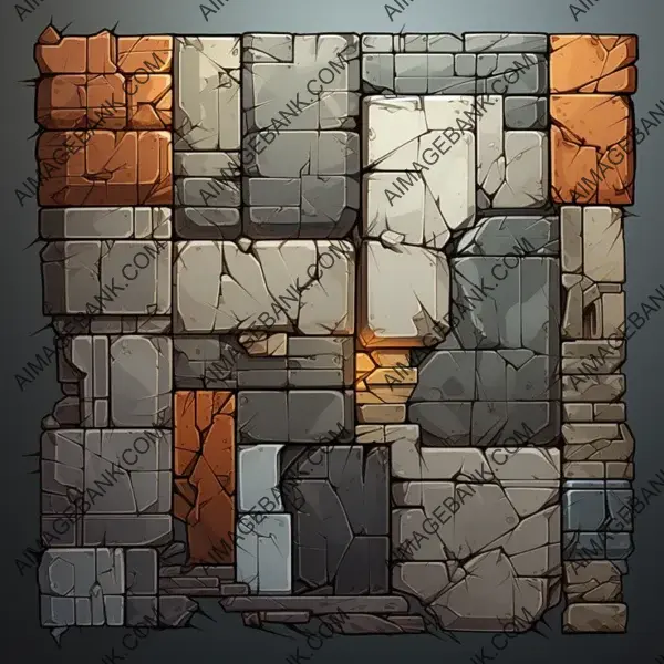 Outline tile wall from old blocks?2D game asset.