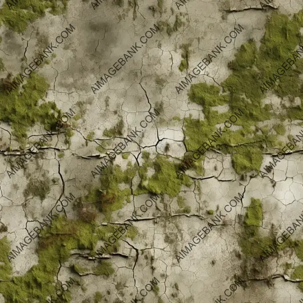 Front View of Grunge Texture with Moss and Cracks