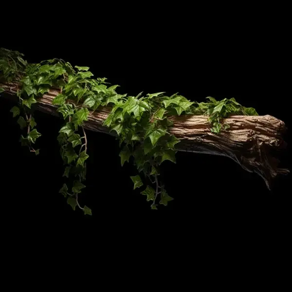 Detailed Ivy on Isolated Black Background