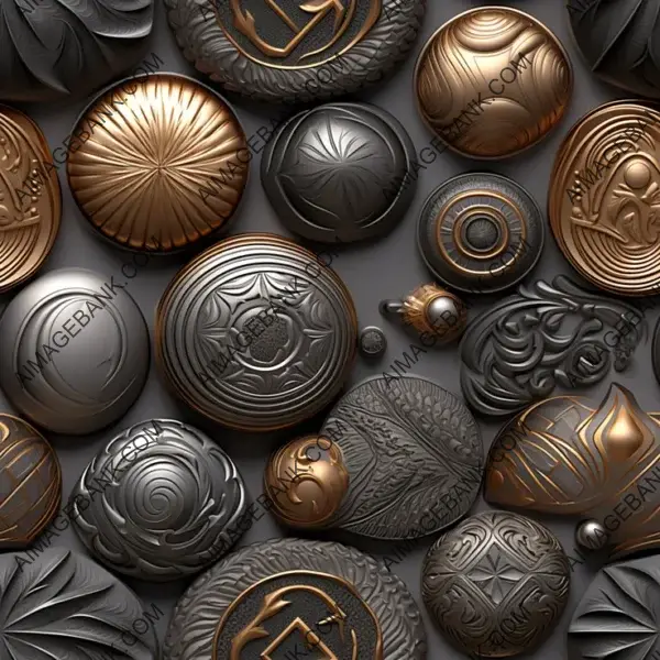 Realistic Ornaments Shapes with Metal Texture