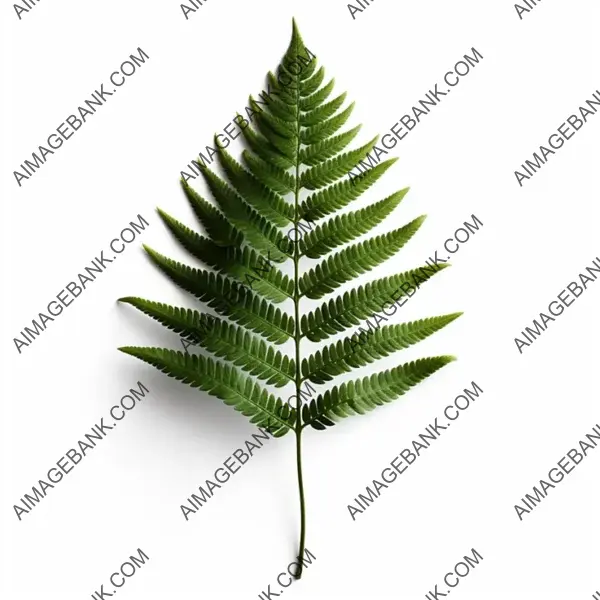 One Fern Leaf in Photo Realistic Detail with Front View