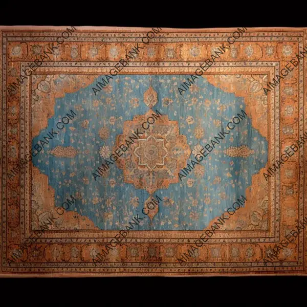 Aged Persian Carpet Texture in Top View with Washed Colors