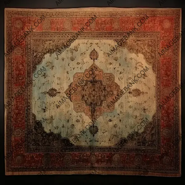 Realistic Aged Persian Carpet Texture with Washed Colors