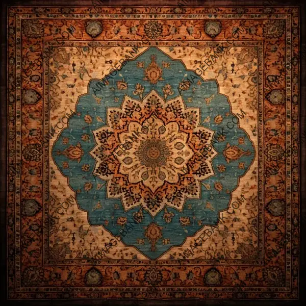 Authentic Top View of Aged Persian Carpet