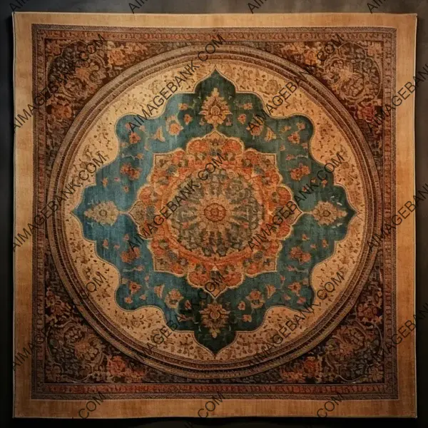 Authentic Top View of Aged Persian Carpet