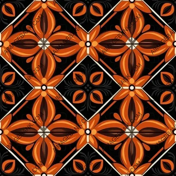 Retro dark brick pattern with orange accents.