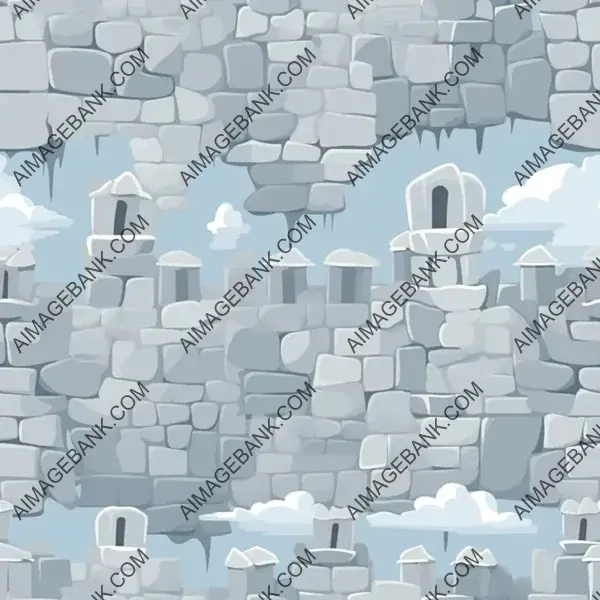 Minimalist castle walls in cartoon-style stone texture.