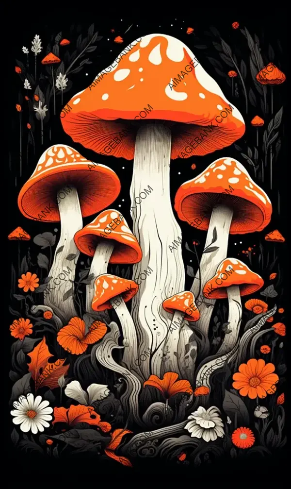 Doodled Mushrooms Illustration