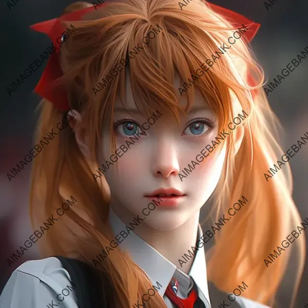 Asuka Langley Soryu, a character from Neon Genesis Evangelion, radiates charm.