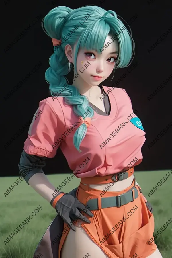 Bulma, a character from Dragon Ball, enchants in her iconic style.