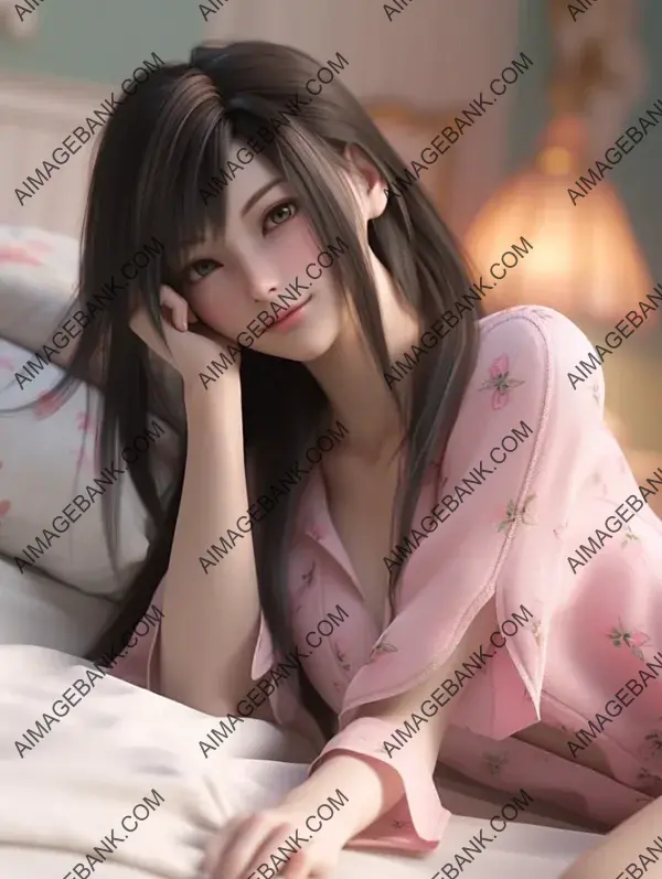 Tifa, in her stunning pajamas dress, captivates with a glamorous shot.