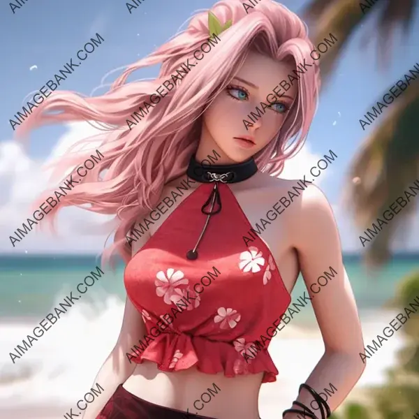 Experience the captivating allure of Haruno Sakura, a character from Naruto.