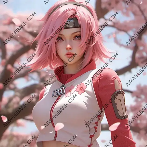 Haruno Sakura enchants with her presence in this captivating image.