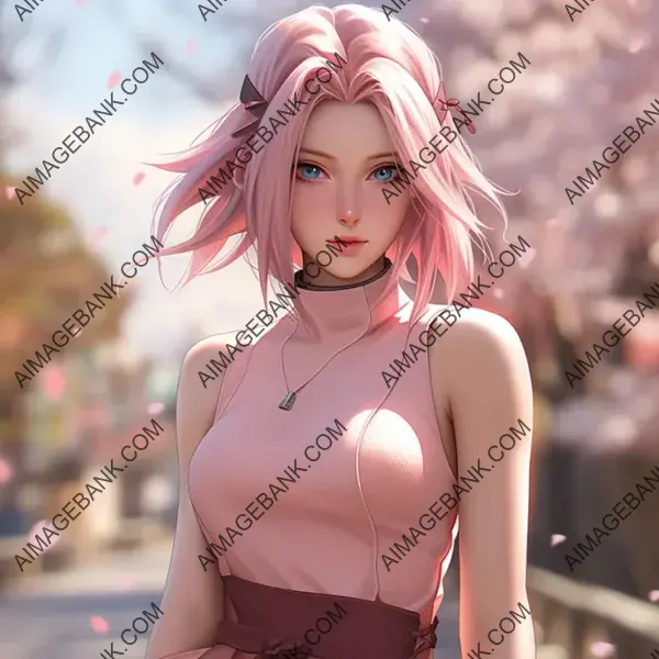 Experience the enchanting allure of Haruno Sakura, a character from Naruto.