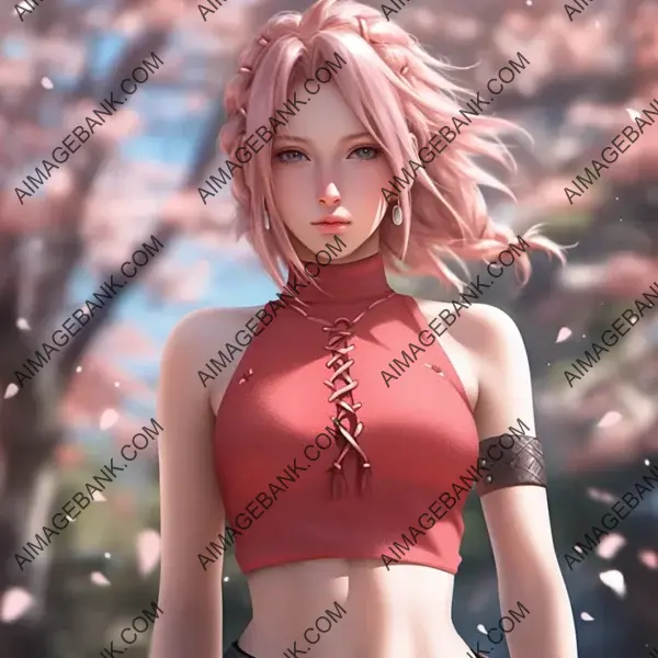 Haruno Sakura, a character from Naruto, captivates with her distinctive charm.