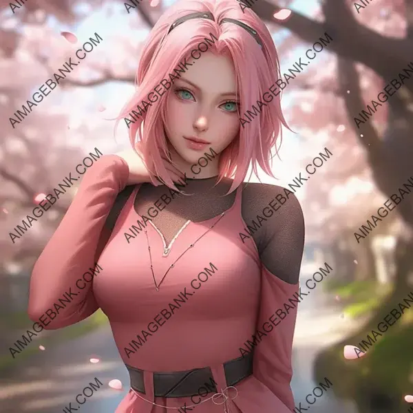 Experience the captivating allure of Haruno Sakura, a character from Naruto.