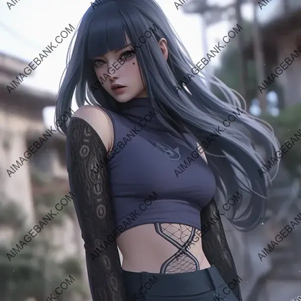 Experience the captivating allure of Hyuga Hinata, a character from Naruto.