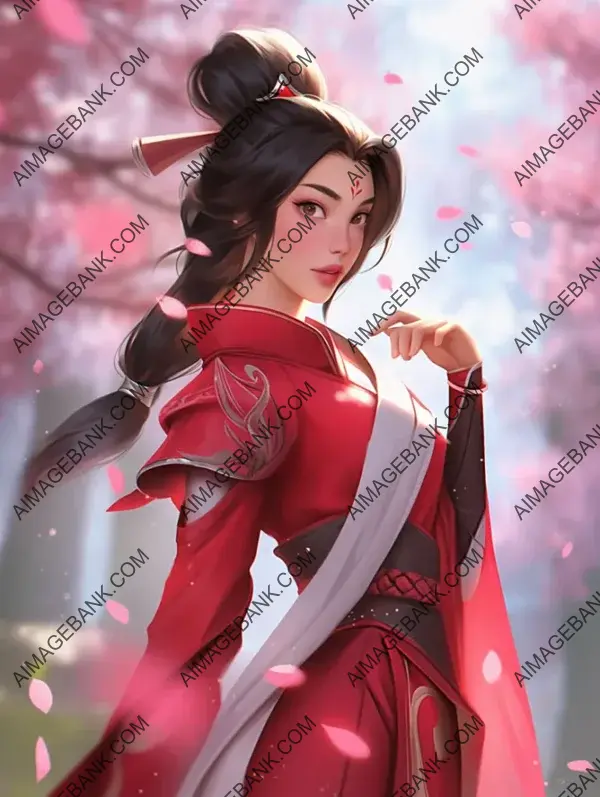 Mulan, the iconic character from Arena of Valor, radiates her distinctive charm.