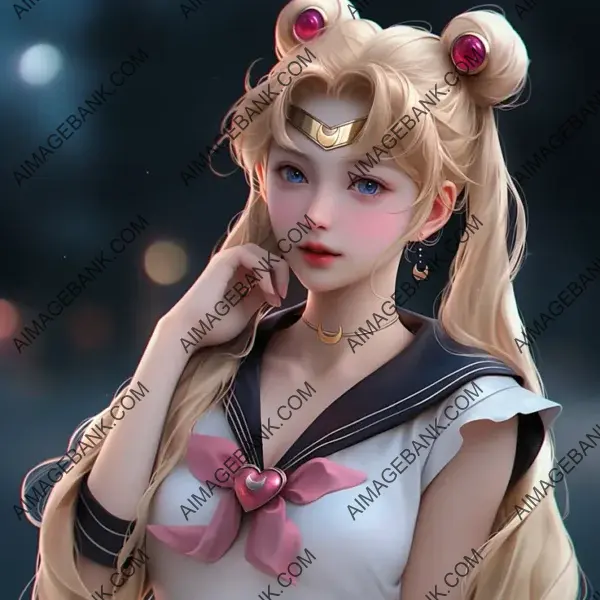 Sailor Moon, the iconic character, dazzles with Asian-inspired style.