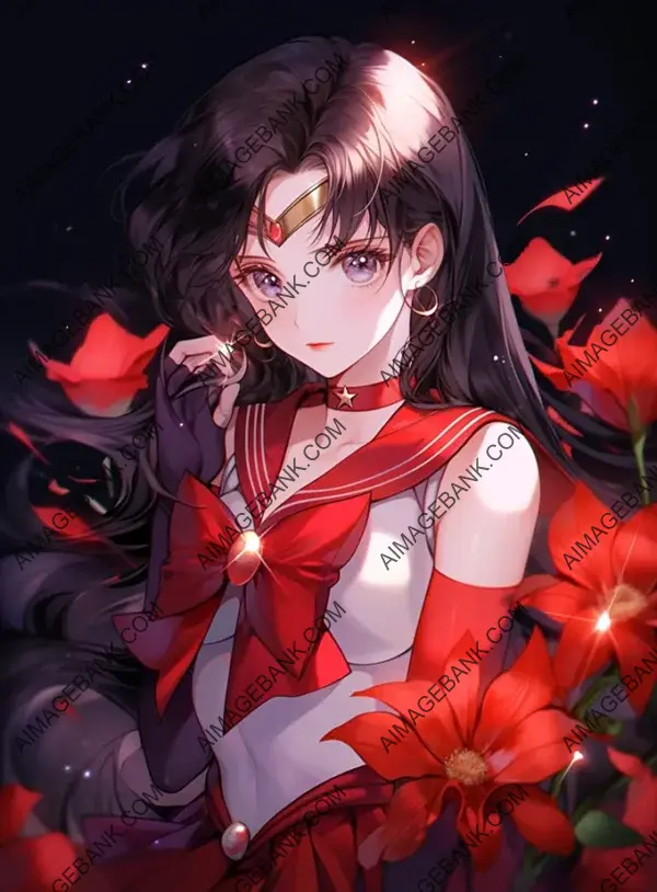 Sailor Mars captivates with her grace and presence in this mesmerizing wallpaper.