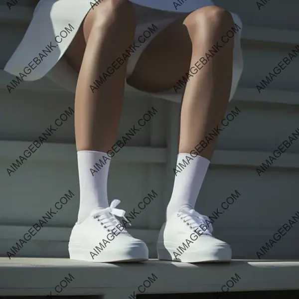 Short white socks paired with stylish sneakers